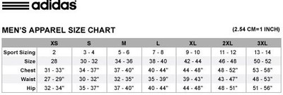 adidas techfit size chart